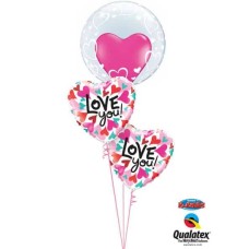 Bukiet 499 Deco Bubble â€“ Stylish Hearts Qualatex #29505 46070-2
